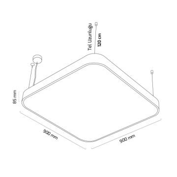 GOYA GY 8115-90 Siyah/Beyaz Kasa 109 Watt 90x90 cm Sıva Üstü Lineer Armatür