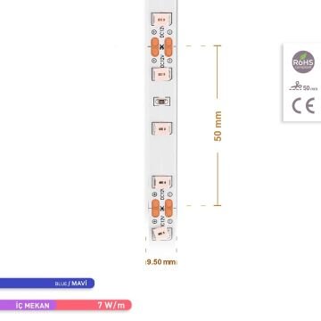 ACK AS01-00806 12 Volt 7 Watt/Metre Mavi Şerit Led [5 Metre]