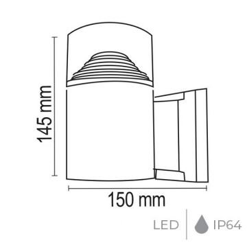 FORLIFE FL-1855 6 Watt Reyhan Siyah Dış Mekan LED Aplik - Gün Işığı (3200K) - IP65