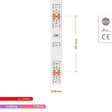 ACK AS01-00804 12 Volt 7 Watt/Metre Kırmızı Şerit Led [5 Metre]