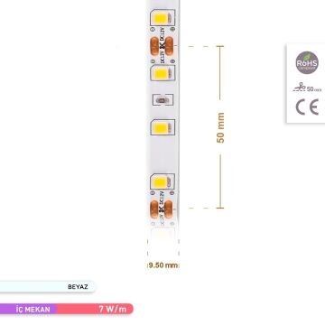 ACK AS01-00803 12 Volt 7 Watt/Metre Beyaz (6500K) Şerit Led [5 Metre]