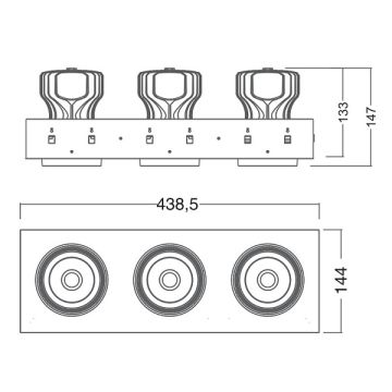 EGGE EGC-7342 Siyah/Beyaz Kasa 3x42 Watt Üçlü LED Mağaza Spotu (CREE LED) - Gün Işığı (3000K)