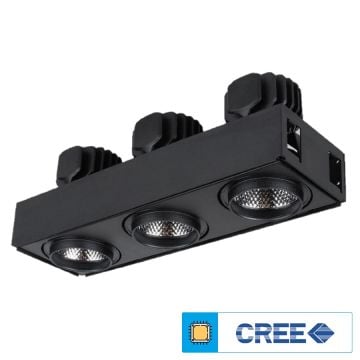 EGGE EGC-7342 Siyah/Beyaz Kasa 3x42 Watt Üçlü LED Mağaza Spotu (CREE LED) - Gün Işığı (3000K)