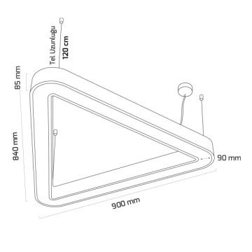 GOYA GY 8116-90 Siyah/Beyaz Kasa 73 Watt 84x84x90 cm Üçgen Halka Sıva Üstü Lineer Armatür