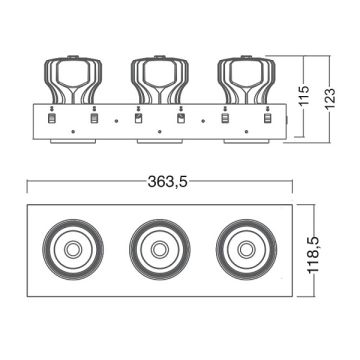EGGE EGC-7330 Siyah/Beyaz Kasa 3x30 Watt Üçlü LED Mağaza Spotu (CREE LED) - Gün Işığı (3000K)