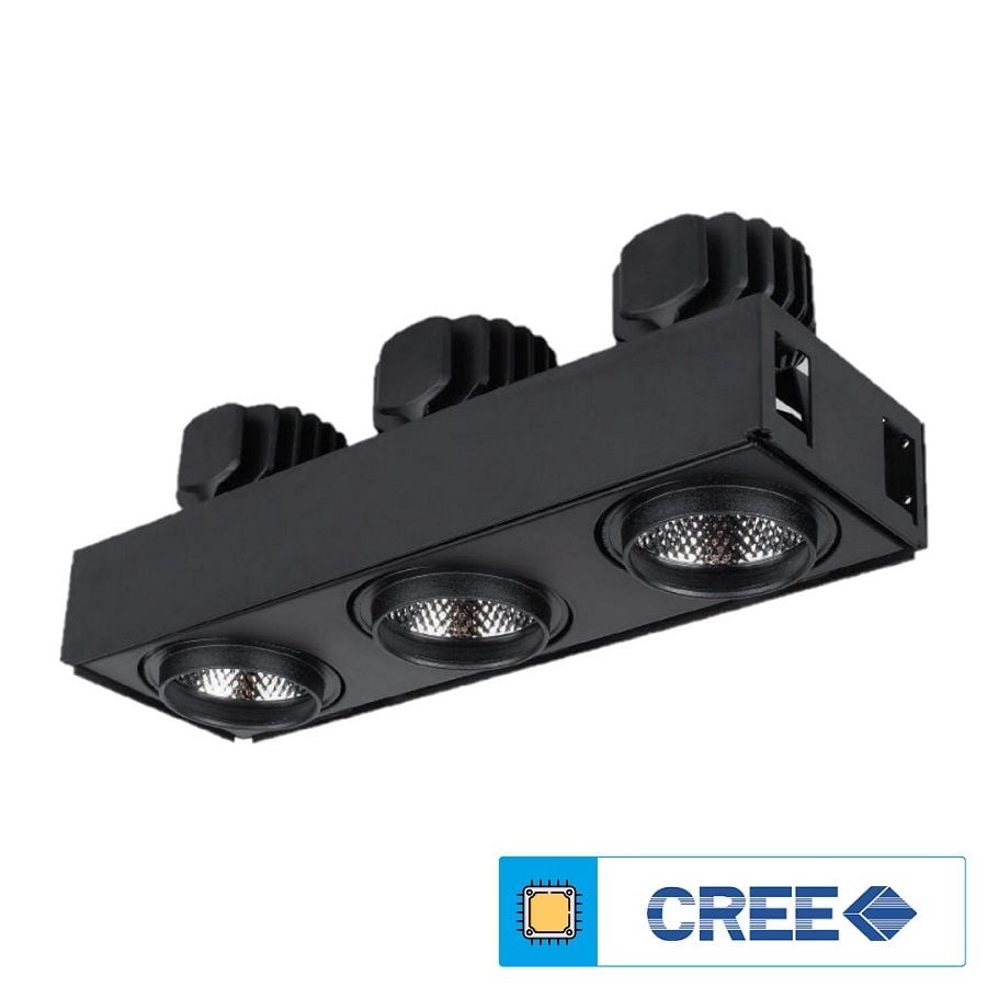 EGGE EGC-7330 Siyah/Beyaz Kasa 3x30 Watt Üçlü LED Mağaza Spotu (CREE LED) - Gün Işığı (3000K)