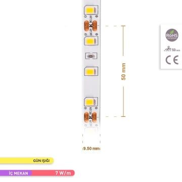 ACK AS01-00800 12 Volt 7 Watt/Metre Gün Işığı (3000K) Şerit Led [5 Metre]