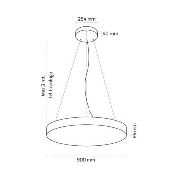 GOYA GY 8113-90 Siyah/Beyaz Kasa 109 Watt 90 cm Davul Lineer Sarkıt Avize