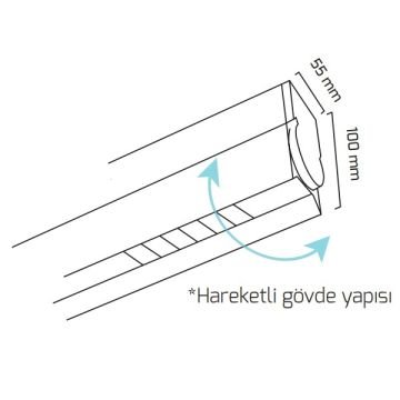 GOYA GY 8039-180 Siyah/Beyaz Kasa 60 Watt 180 cm Hareketli Gövdeli Sıva Üstü Lensli Lineer Armatür