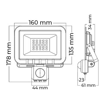 Braytron SBT61-23032 30 Watt Sensörlü LED Projektör - Beyaz Işık (6500K)