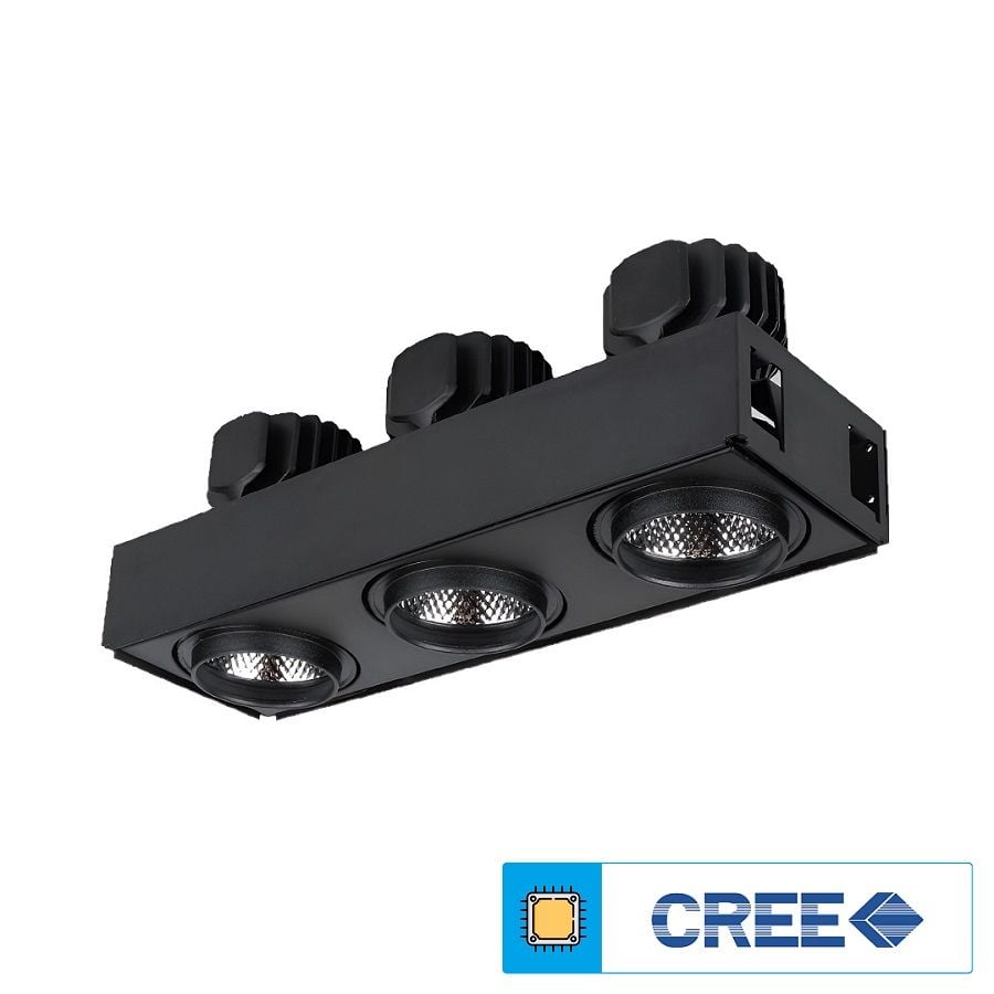 EGGE EGC-7315 Siyah/Beyaz Kasa 3x15 Watt Üçlü LED Mağaza Spotu (CREE LED) - Gün Işığı (3000K)