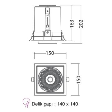 EGGE EGG-5038 36 Watt 360 Derece Hareketli Mağaza Spotu (CREE LED) - Gün Işığı (3000K)