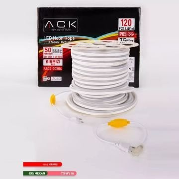 ACK AS03-00504 220 Volt 7.5 Watt/Metre Neon Hortum Led - Kırmızı Işık [50 Metre]