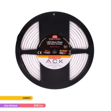 ACK AS03-00608 12 Volt 10 Watt/Metre Dimlenebilir Neon Hortum Led - Amber [5 Metre]