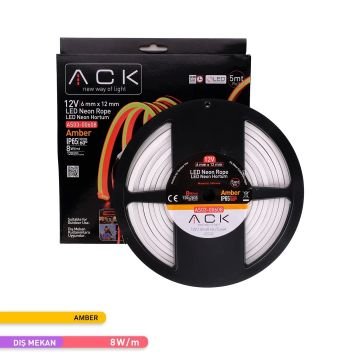 ACK AS03-00608 12 Volt 10 Watt/Metre Neon Hortum Led - Amber [5 Metre]