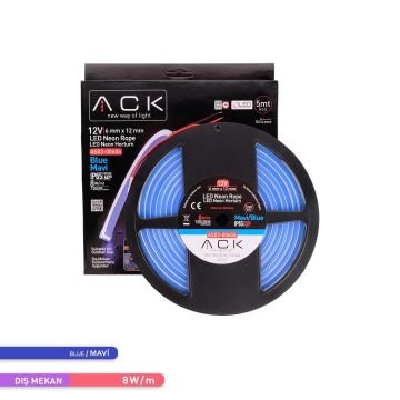 ACK AS03-00606 12 Volt 10 Watt/Metre Neon Hortum Led - Mavi Işık [5 Metre]