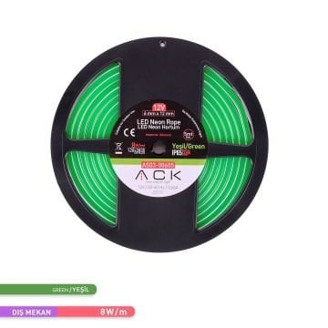 ACK AS03-00605 12 Volt 10 Watt/Metre Neon Hortum Led - Yeşil Işık [5 Metre]