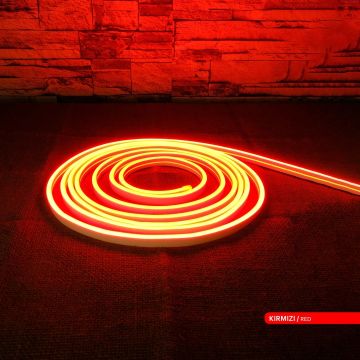 ACK AS03-00604 12 Volt 10 Watt/Metre Dimlenebilir Neon Hortum Led - Kırmızı Işık [5 Metre]