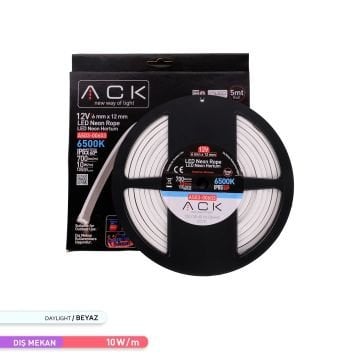 ACK AS03-00603 12 Volt 10 Watt/Metre Neon Hortum Led - Beyaz Işık (6500K) [5 Metre]