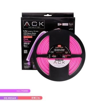 ACK AS03-00602 12 Volt 10 Watt/Metre Dimlenebilir Neon Hortum Led - Pembe Işık [5 Metre]