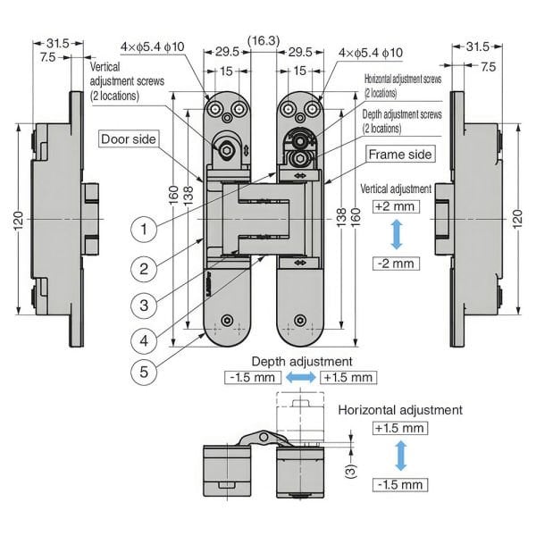 Sugatsune HGS3D-S160SH Lamp Akordeon Menteşe