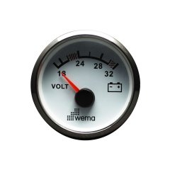 Voltmetre Analog Beyaz-Krom Ø52mm 24V 240-30ohm
