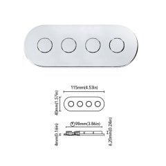 Pushbutton Aydınlatma Düğmesi Surf Plate R Dörtlü Dikey Kromaj