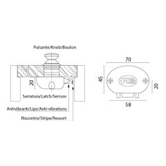 Pushbuton Kilit Altlığı Tırnaklı Kahverengi 70x45x20mm