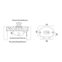 Pushbuton Kilit Altlığı Beyaz 70x45x20mm