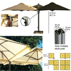 Tek Step Parasol Kare Boru Şemsiye 2,5 x 2,5 m