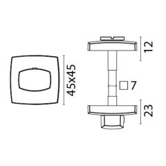 WC Kapı Kilit Mandalı Kromaj Mat 45x45x23mm