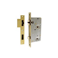 WC Kapı Kilidi Paslanmaz Çelik Sağ 148x76x16mm Aynaları Sarı