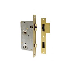 WC Kapı Kilidi Paslanmaz Çelik Sol 148x76x16mm Aynaları Sarı