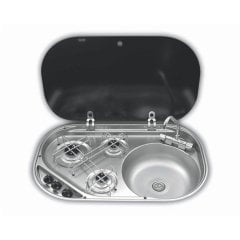 Üç Gözlü Cam Kapaklı Gazlı Ocak-Evye Sağda 680x440x142mm