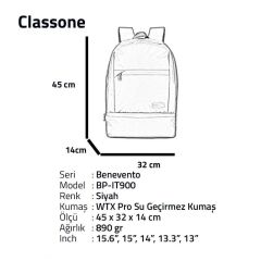 CLASSONE BP-IT900 Benevento Serisi 15.6''Sırt Çantası