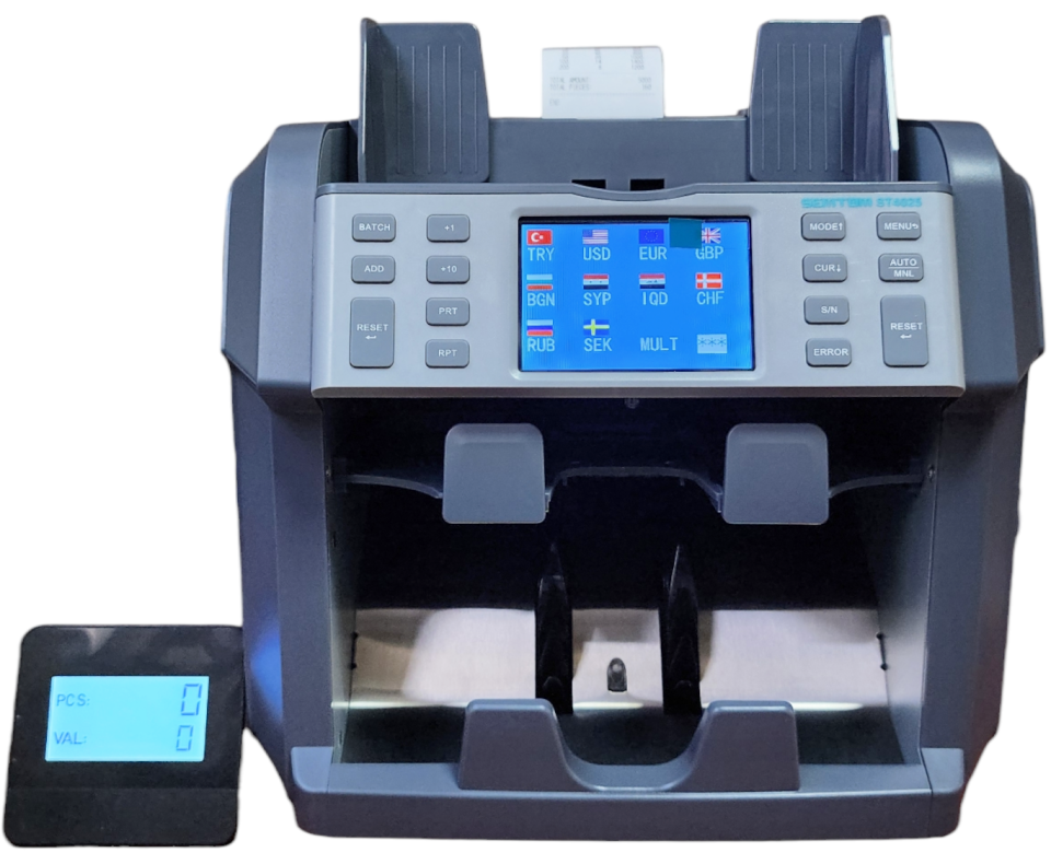 Semtom ST 4025 Printerli Para Sayma Makinesi | Sahte Para Kontrollü, Seri Numara Yazıcılı, Çift CIS Teknolojili