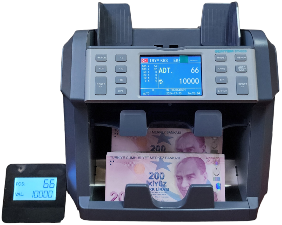 Semtom ST 4025 Printerli Para Sayma Makinesi | Sahte Para Kontrollü, Seri Numara Yazıcılı, Çift CIS Teknolojili