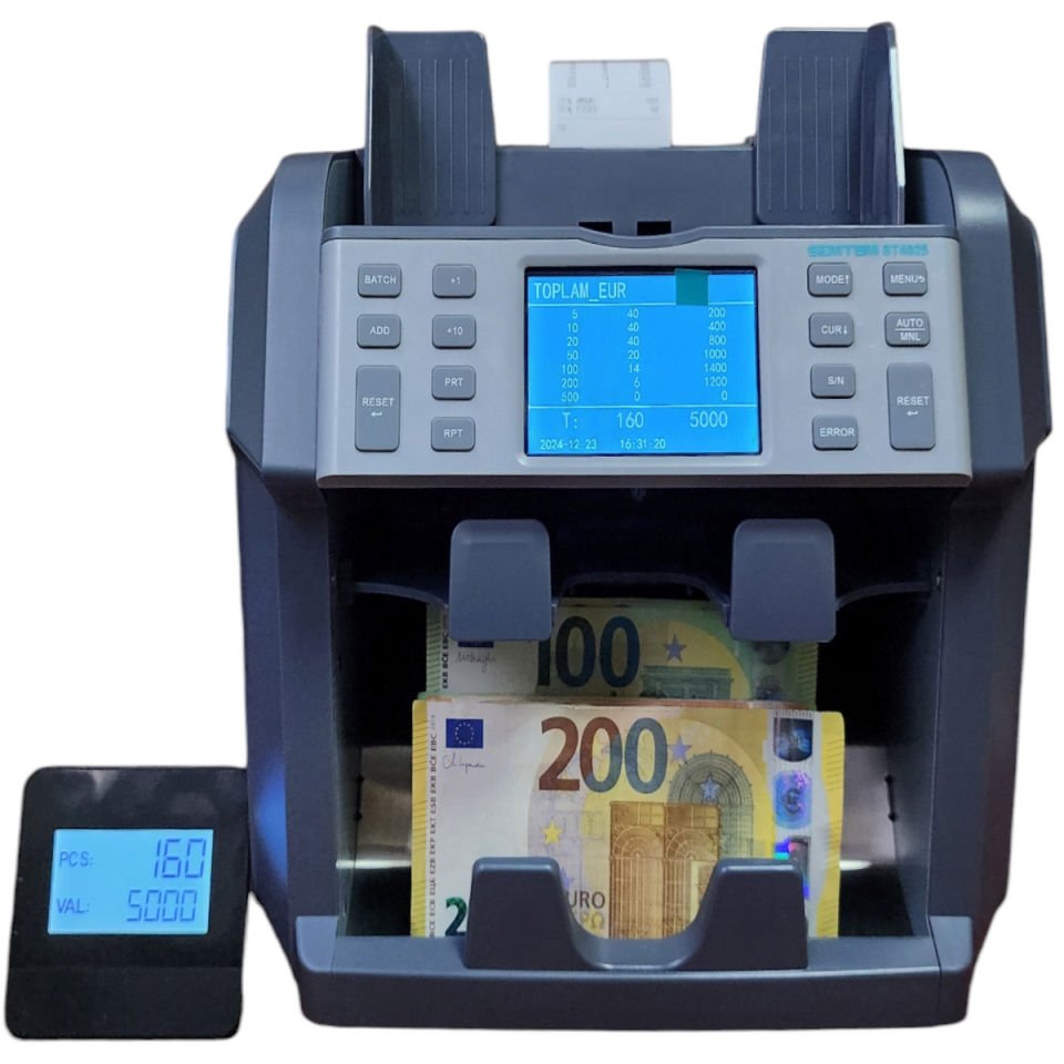 Semtom ST 4025 Printerli Para Sayma Makinesi | Sahte Para Kontrollü, Seri Numara Yazıcılı, Çift CIS Teknolojili
