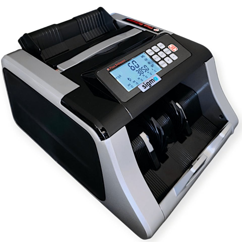 Sigma Plus Schwarz Para Sayma Makinesi | TL Karışık Sayım, Sahte Para Kontrolü, TFT Ekranlı