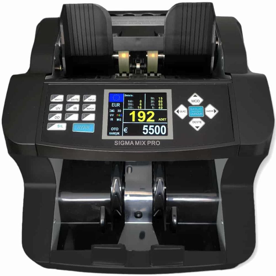 Sigma Mix Pro Karışık Para Sayma Makinesi | TL, EUR, USD, GBP, SRY Destekli, Sahte Kontrollü