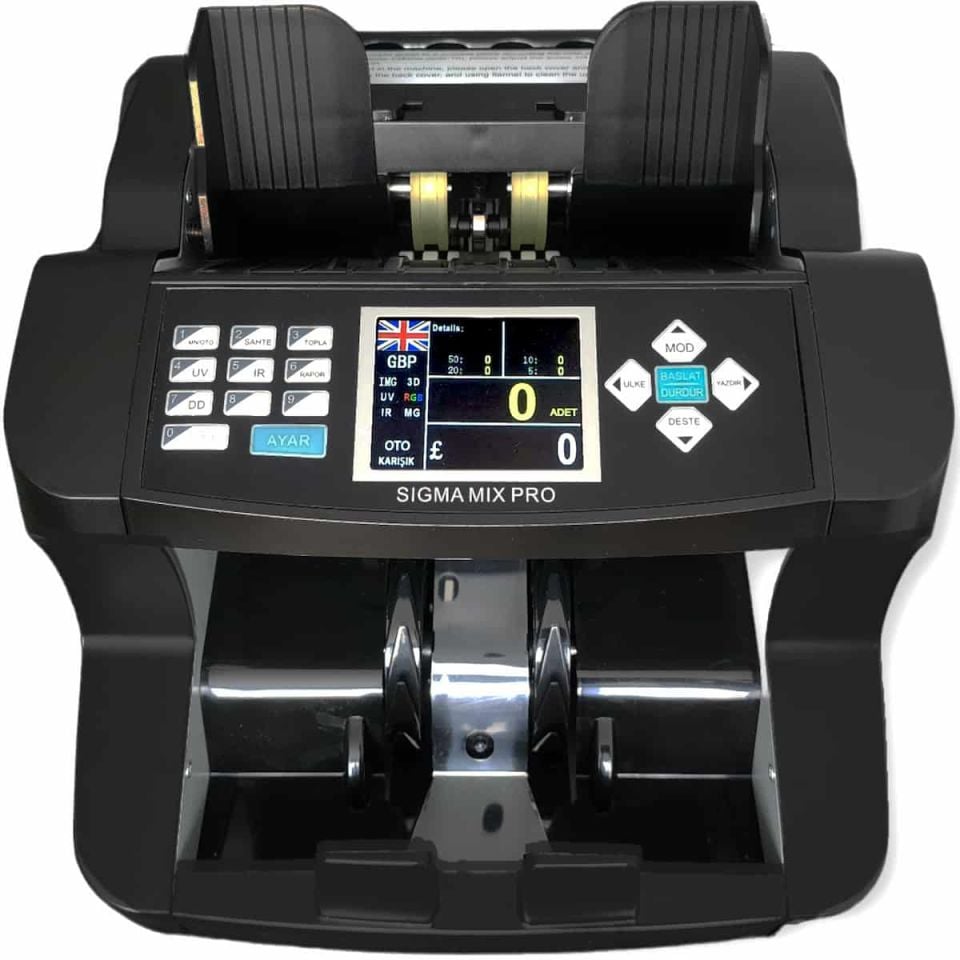 Sigma Mix Pro Karışık Para Sayma Makinesi | TL, EUR, USD, GBP, SRY Destekli, Sahte Kontrollü