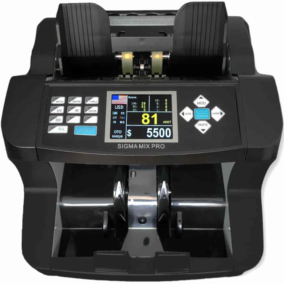 Sigma Mix Pro Karışık Para Sayma Makinesi | TL, EUR, USD, GBP, SRY Destekli, Sahte Kontrollü
