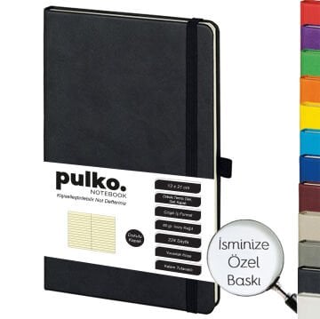 PULKO Notebook Klasik 224 Sayfa Termo Suni Deri Kapak Çizgili Not Defteri 13 X 21 cm, 018,