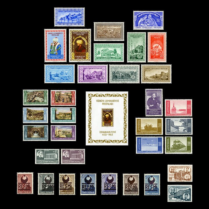 PULKO history of the Republic of Turkey Stamp Collection 1970 - 1953 Set