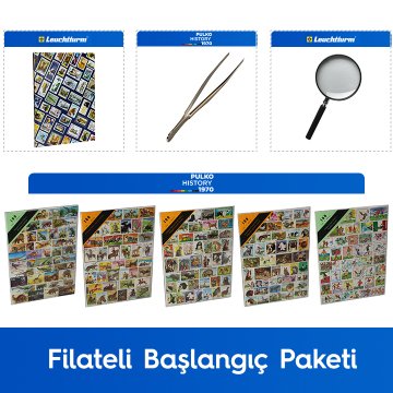 PULKO Philatelic Starter Pack (Leuchtturm Stamps Hobby Book, type 100 Pula, Pula Tong and Magnifier)