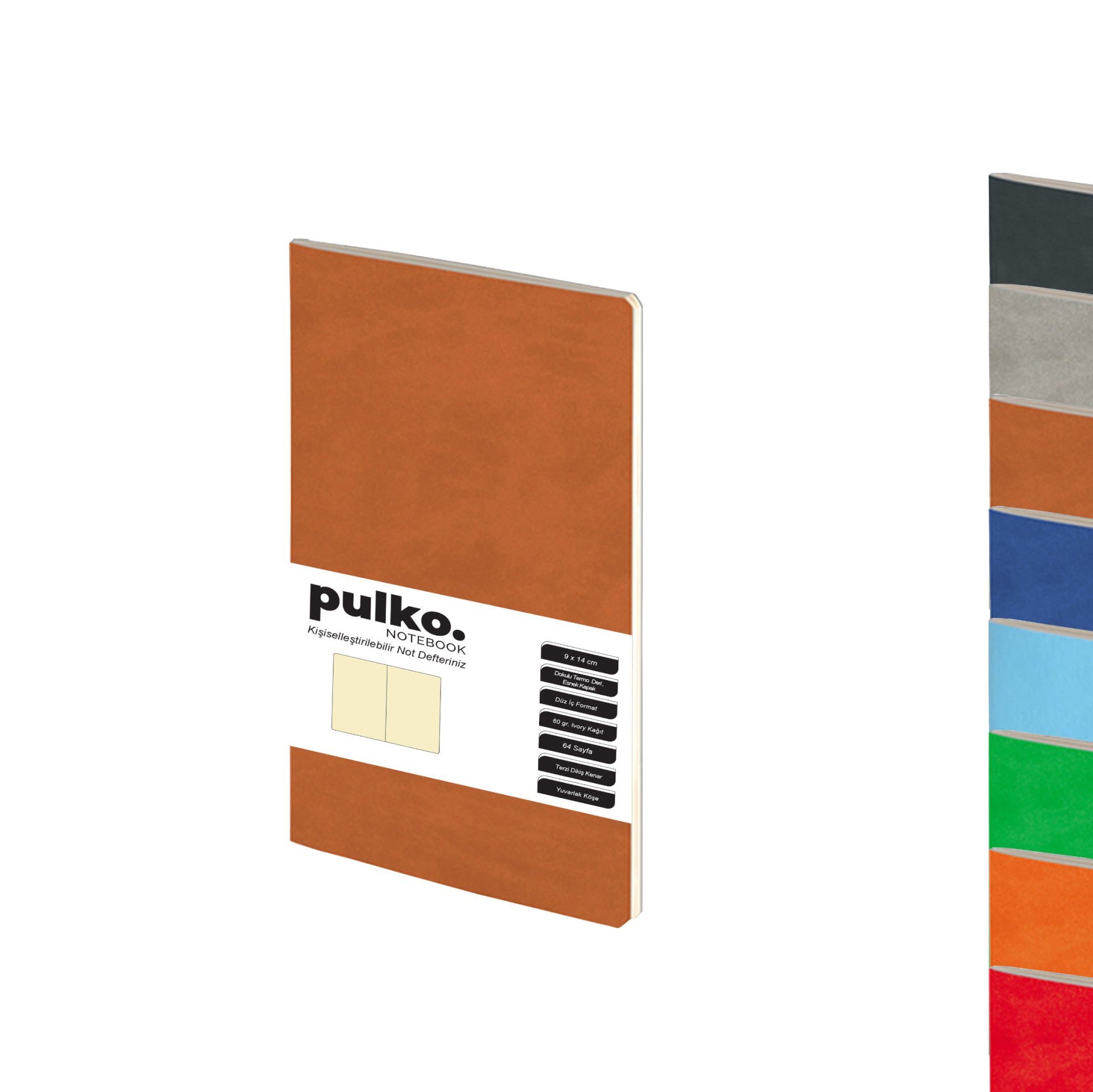 PULKO Notebook Not Defteri, (9x14cm), Terzi Dikiş, Termo Deri Kapak, 64 Sayfa, Krem Kağıt, Düz, 030,