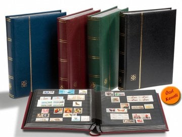 Leuchtturm Stamp Book PREMIUM S64 SET, A4, 32 Sheets, 64 pages, full transparency (fully transparent) Black Floor, Cassette