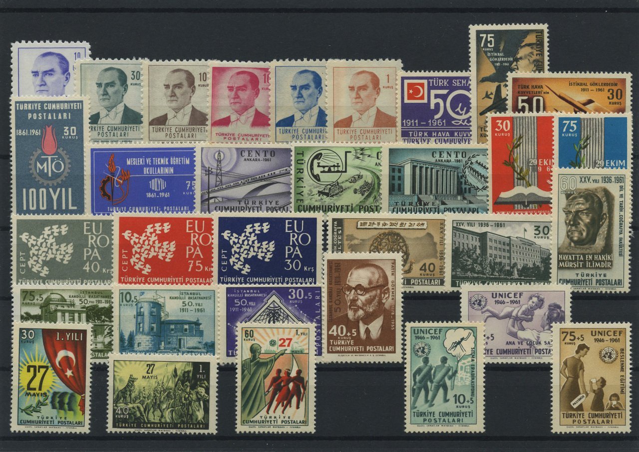 histoire Pulko de la République de Turquie Stamp Collection 1970 - 1961 Set