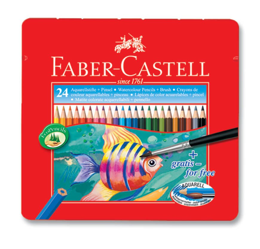 Faber Castell Aquarell Boya Kalemi, 24 Renk (Metal Kutu)