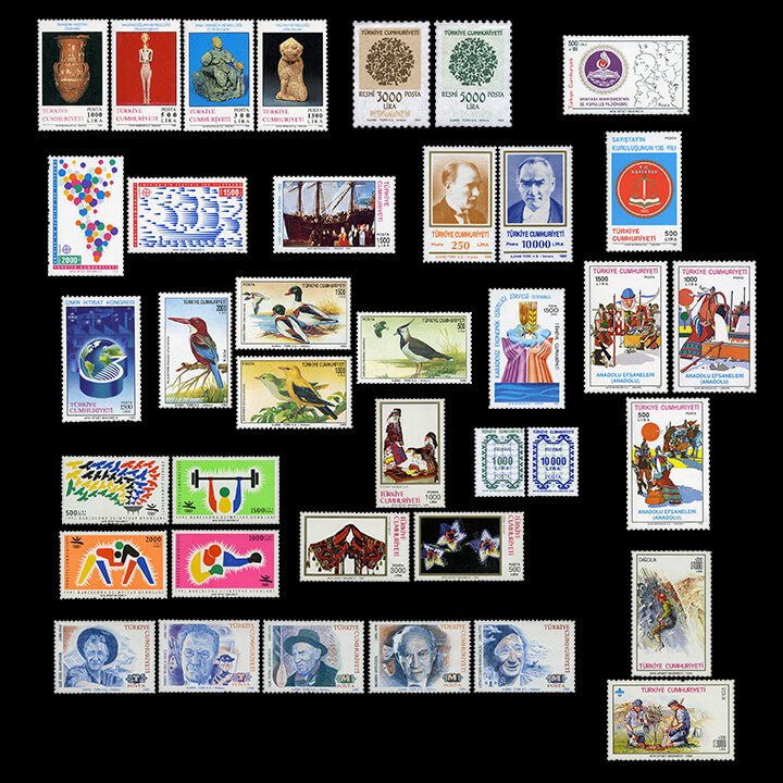 PULKO history of the Republic of Turkey Stamp Collection 1970 - 1992 Set